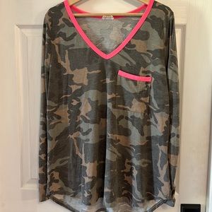 Camo and hot pink top
